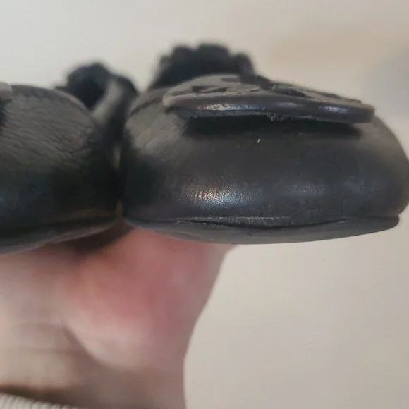 Tory Burch Black Leather Ballet Flats Size 8 Minimalist Preppy Office Attire - Picture 11 of 16
